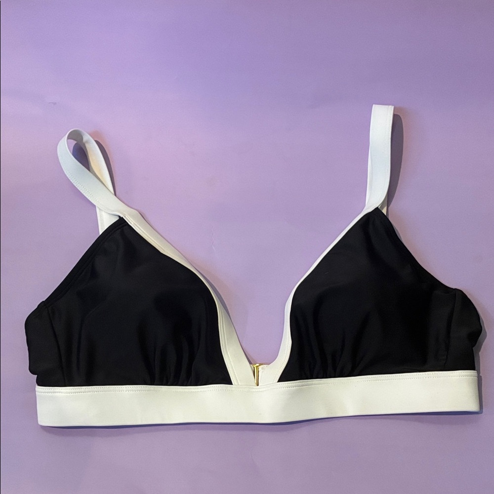 Shade & Shore Black and White Plunge Bralette